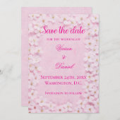 Romantische roze kersenbloesem bruiloft Save the D Save The Date (Voorkant / Achterkant)