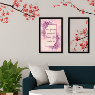 Romantische Roze Kersenbloesem Huwelijksportret Poster
