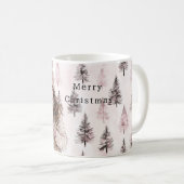 Romantische Roze Kerstbomen Meisje Koffiemok (Voorkant rechts)