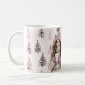 Romantische Roze Kerstbomen Meisje Koffiemok (Links)