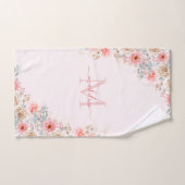 Romantische Roze Konijn & Harten Monogram Naam Bad Handdoek (Handdoek)
