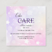 Romantische roze lichteffect glitter Cake Care Vierkante Visitekaartje (Achterkant)