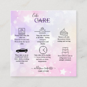 Romantische roze lichteffect glitter Cake Care Vierkante Visitekaartje
