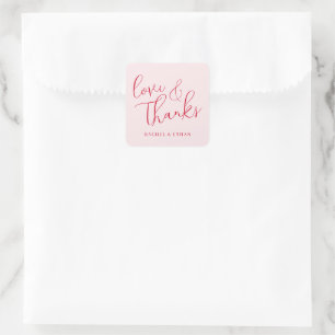 Romantische Roze Liefde Dank Vierkante Sticker