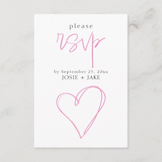 Romantische roze liefde hart rvp behuizing informatiekaartje (Voorkant)