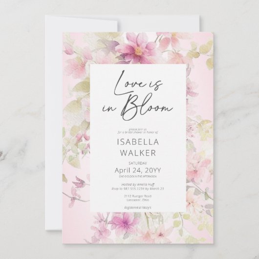 Romantische Roze Liefde In Bloom Bloemen Vrijgezel Kaart (Voorkant)