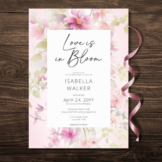 Romantische Roze Liefde In Bloom Bloemen Vrijgezel Kaart