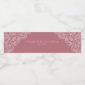  Romantische Roze Lijst Bordered Wedding Waterfles Etiket (Enkel label)