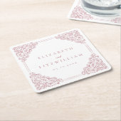Romantische Roze Lijst bruiloft Kartonnen Onderzetters (Schuin)