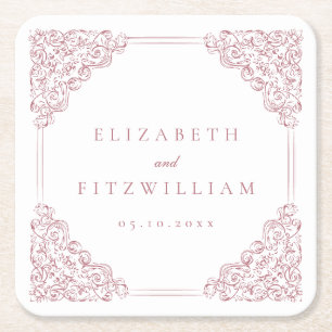  Romantische Roze  Lijst bruiloft Kartonnen Onderzetters