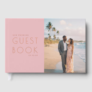 Romantische Roze Minimalistische Foto Gastenboek