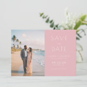 Romantische Roze Minimalistische Foto Save The Date (Staand voorkant)