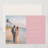 Romantische Roze Minimalistische Foto Save The Date (Voorkant / Achterkant)