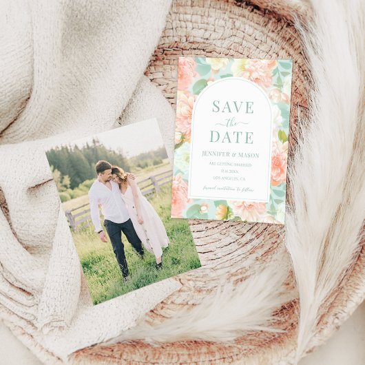 Romantische Roze Munt Blauwgroen Bloemen Boho Bewa Kaart