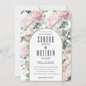 Romantische roze munt pioen eucalyptus bloemenbrui kaart (Voorkant)