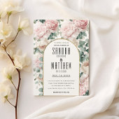 Romantische roze munt pioen eucalyptus bloemenbrui kaart