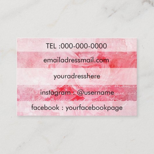 Romantische Roze Oud nam Rustiek Visitekaartje toe (Achterkant)