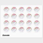 Romantische Roze & Paarse Bloemen Dank u bruiloft Ronde Sticker (Vel)