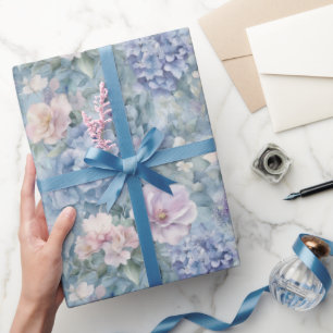Romantische roze paarse bloemige bruiloft cadeaupapier
