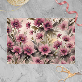 Romantische  Roze Paarse Waterverf Bloesems Tissuepapier