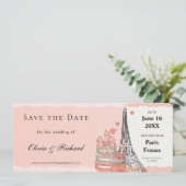 Romantische Roze Parijs Instapkaart Save the Date Kaart (Staand voorkant)