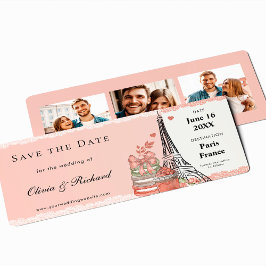 Romantische Roze Parijs Instapkaart Save the Date Kaart