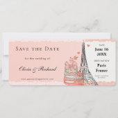 Romantische Roze Paris Instapkaart Save the Date Kaart (Voorkant)