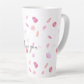 Romantische Roze Perzik Rozenblaadjes Bloem Latte Mok (Rechterhoek)