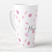Romantische Roze Perzik Rozenblaadjes Bloem Latte Mok (Linkerhoek)