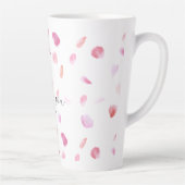Romantische Roze Perzik Rozenblaadjes Bloem Latte Mok (Rechts)