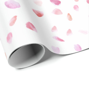 Romantische Roze Perzik Rozenblaadjes Bloemrijke B Cadeaupapier
