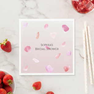Romantische Roze Perzik Rozenblaadjes Bruiloftsfee Servet