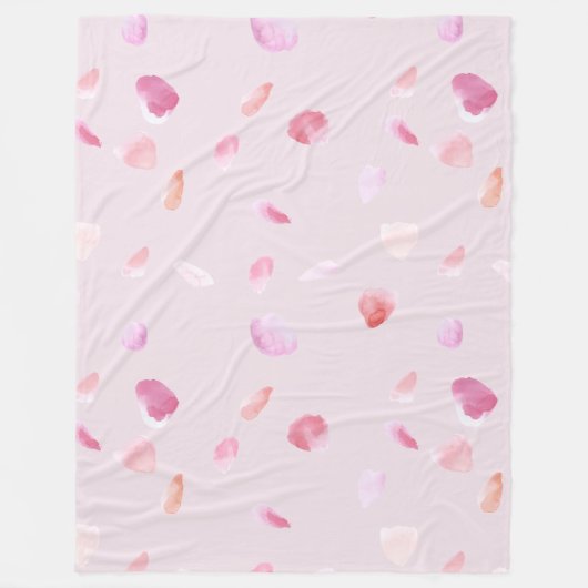 Romantische roze perzik rozenblaadjes fleece deken (Voorkant)