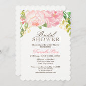 Romantische roze pioen bruids douche uitnodigingen (Voorkant / Achterkant)