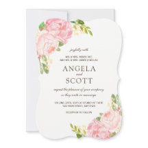 Romantische roze pioen bruiloft uitnodigingen