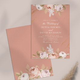 Romantische Roze Pioen Huwelijksuitnodiging Kaart
