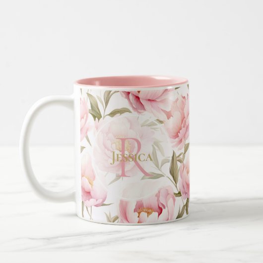 Romantische roze pioen Mok (Links)