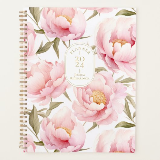 Romantische Roze Pioen Planner (Voorkant)