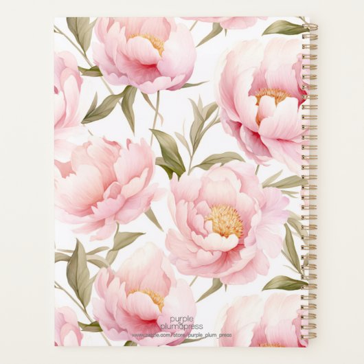 Romantische Roze Pioen Planner (Achterkant)