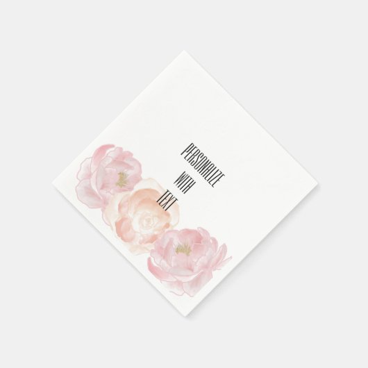 Romantische roze pioenen bloemig servetten (Hoek)