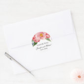 Romantische roze pioenen bruiloft dank u ronde sticker (Envelop)