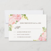 Romantische Roze Pioenen Bruiloft RSVP (Voorkant)