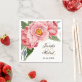 Romantische roze pioenen bruiloft servet (Insitu)