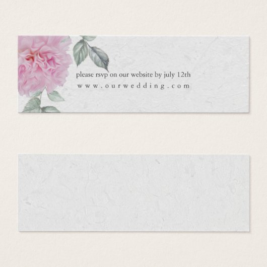 Romantische roze pioenen bruiloft website RSVP Mini Visitekaartjes (Voorkant /achterkant)