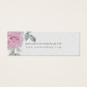 Romantische roze pioenen bruiloft website RSVP Mini Visitekaartjes (Voorkant)