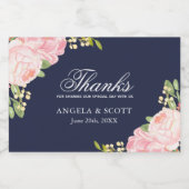 Romantische Roze Pioenen op 3x2 Blauwe Labels Voedselcontainer Etiket (Enkel label)