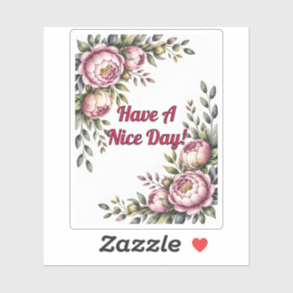 Romantische Roze Pioenrozen Botanische Bloemrijke Sticker