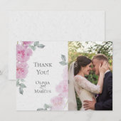 Romantische Roze Pioenrozen Rijstpapier BarefootBr Bedankkaart (Voorkant / Achterkant)