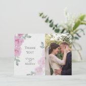 Romantische Roze Pioenrozen Rijstpapier BarefootBr Bedankkaart (Staand voorkant)