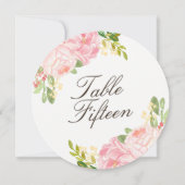 Romantische Roze Pioenrozen Ronde Tafel Nummer Kaa Kaart (Achterkant)